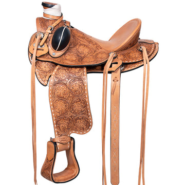 Western Horse Wade Buckstitch Saddle American Leather Trail Barrel Racing Hilason Antique Tan